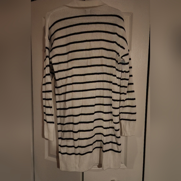 Gap Knit V Neck Mini Dress, White/Black Stripe, Size US S Tall - Picture 2 of 4